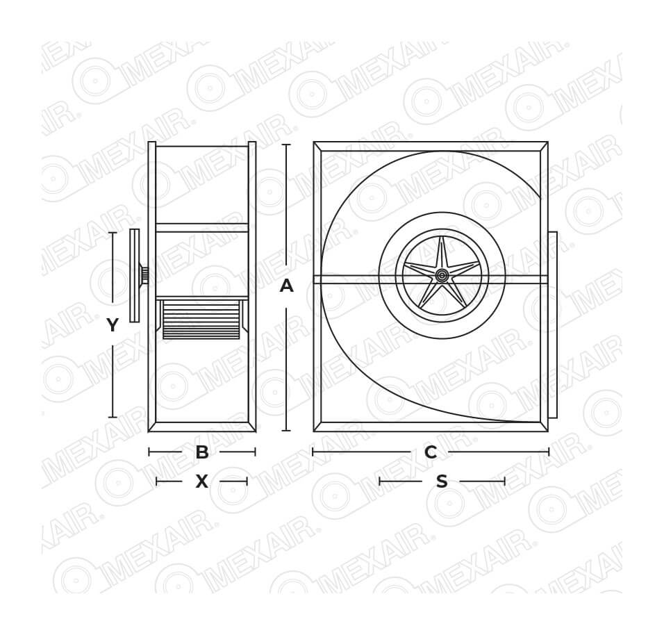 Ventilador centrifugo entrada sencilla